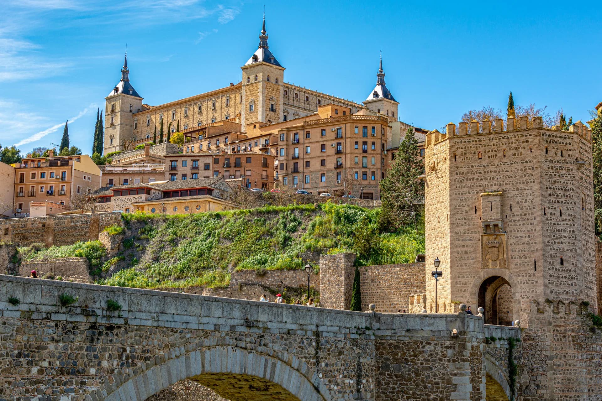 Historic palace walls and arches at the Alcázar in Seville